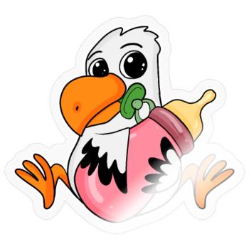Baby Möwe - Sticker Größe S (10 x 10 cm) - Transparent glänzend - Vorne