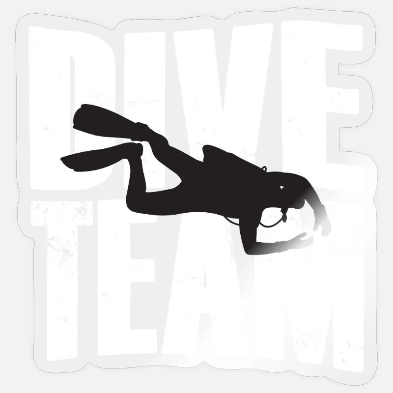 Équipe de plongée Diver Silhouette - Sticker taille S (10 x 10 cm) - brillant transparent