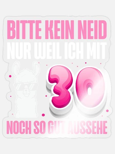 30. Geburtstag frauen Alpaka - Sticker Größe S (10 x 10 cm) - Transparent glänzend