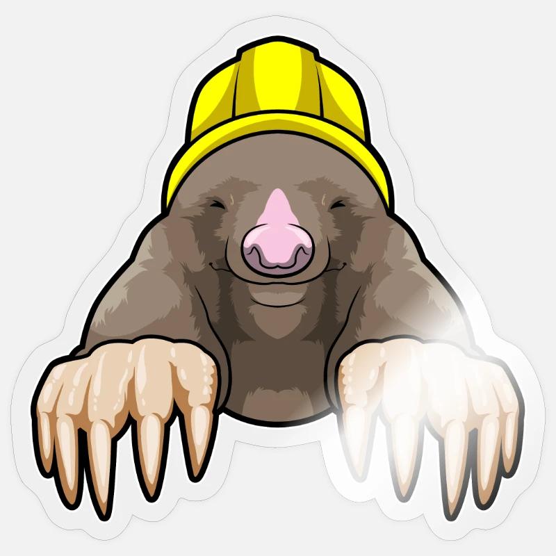 Maulwurf als Bergmann mit Helm - Sticker Größe S (10 x 10 cm) - Transparent glänzend