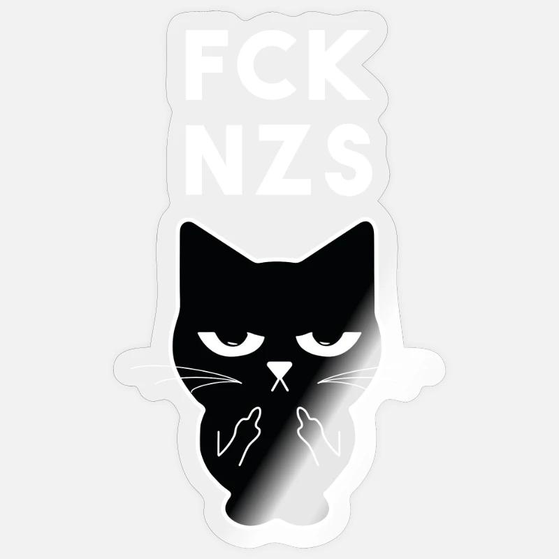 fck nzs chat majeur - Sticker taille S (10 x 10 cm) - brillant transparent