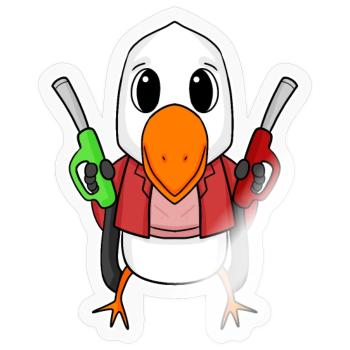 Tankwart Möwe Tankstelle - Sticker Größe S (10 x 10 cm) - Transparent glänzend - Vorne