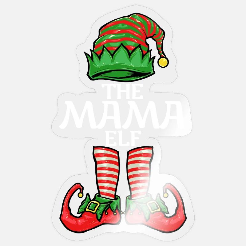 Weihnachten Mama Elf - Sticker Größe S (10 x 10 cm) - Transparent glänzend