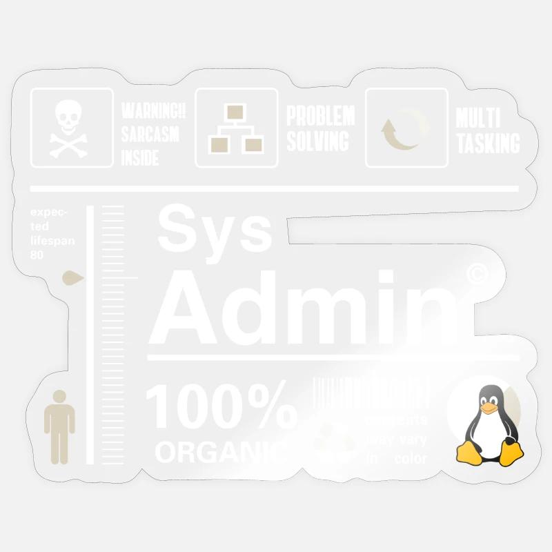Sys Admin Penguin Computer Nerd pc Board cpu inh Sticker size S (10 x 10 cm)