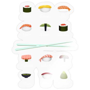 sushi kit chopsticks manga wasabi japan rice fish - Sticker size S (10 x 10 cm) - transparent glossy - Front
