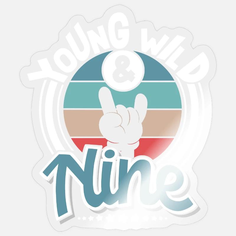 9 years 9th birthday - Sticker size S (10 x 10 cm) - transparent glossy