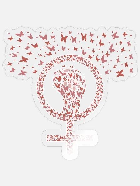 Feminismus Schmetterling Frauenrechte Gleich - Sticker Größe S (10 x 10 cm) - Transparent glänzend