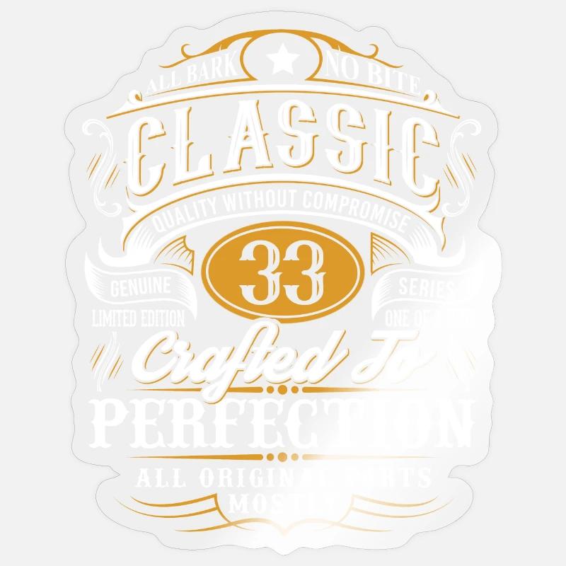 33. Geburtstag - Sticker Größe S (10 x 10 cm) - Transparent glänzend
