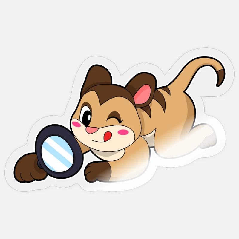 Erdmännchen mit Lupe - Sticker Größe S (10 x 10 cm) - Transparent glänzend