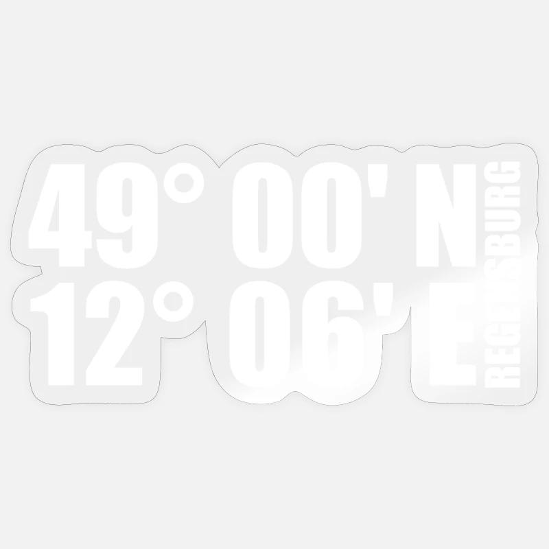 Coordonnées de Ratisbonne - Sticker taille S (10 x 10 cm) - brillant transparent