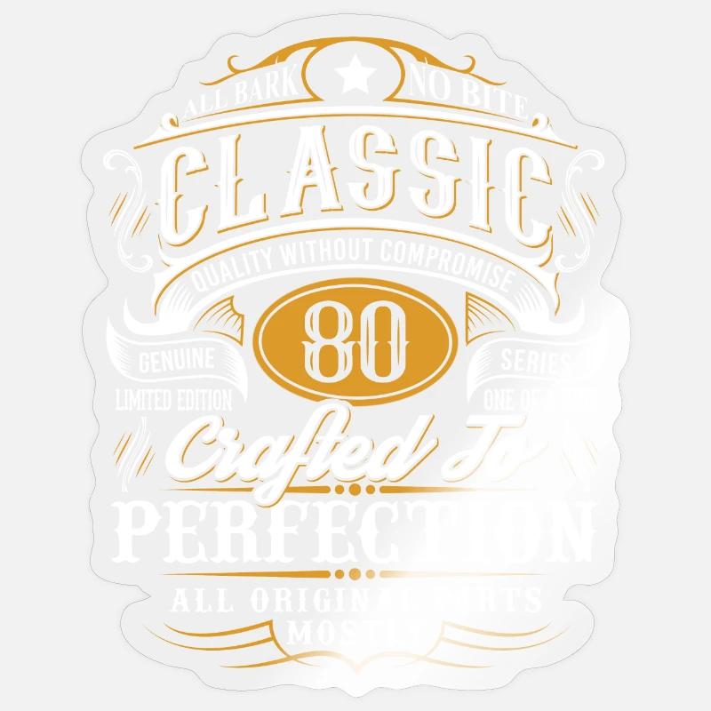 80e anniversaire - Sticker taille S (10 x 10 cm) - brillant transparent