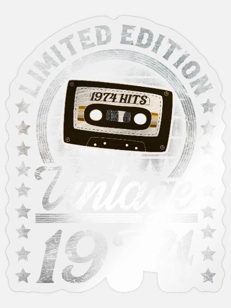 1974 Geburtsjahr Baujahr Geburtstag Vintage - Sticker Größe S (10 x 10 cm) - Transparent glänzend