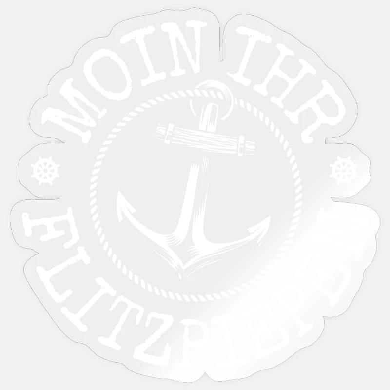 Moin Ihr Flitzpiepen Typisch Plattdeutsch Anker - Sticker Größe S (10 x 10 cm) - Transparent glänzend
