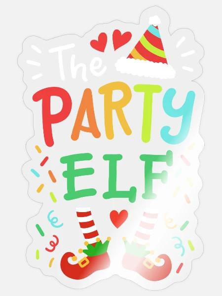 Party-Elf Elf Weihnachten - Sticker Größe S (10 x 10 cm) - Transparent glänzend