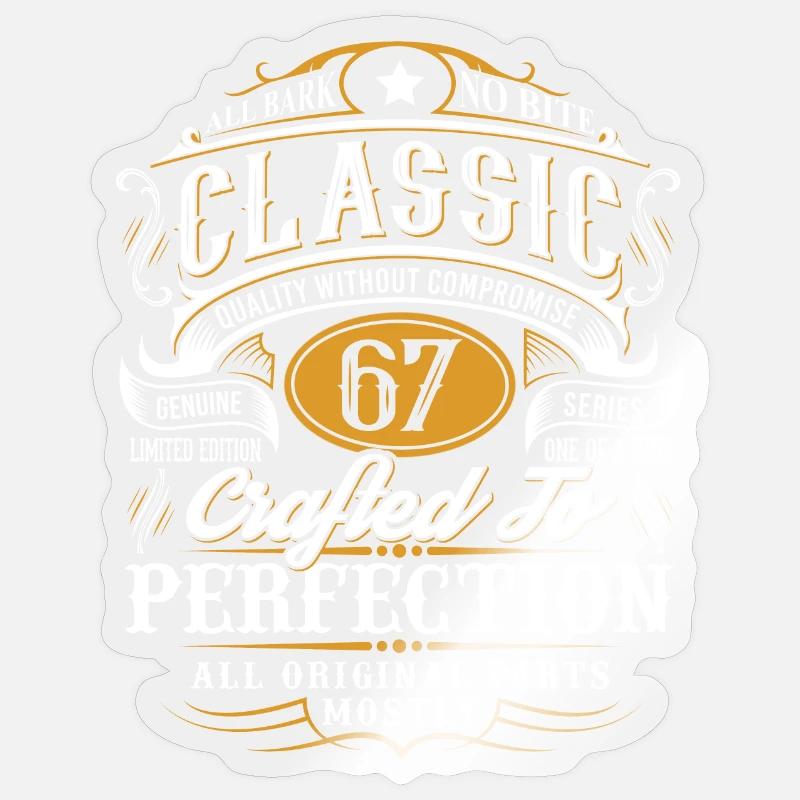 67e anniversaire - Sticker taille S (10 x 10 cm) - brillant transparent