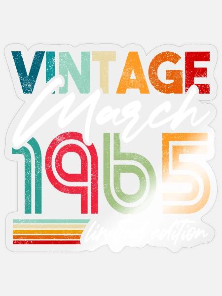 Vintage geboren März 1965 Geburtstag März 1965 - Sticker Größe S (10 x 10 cm) - Transparent glänzend