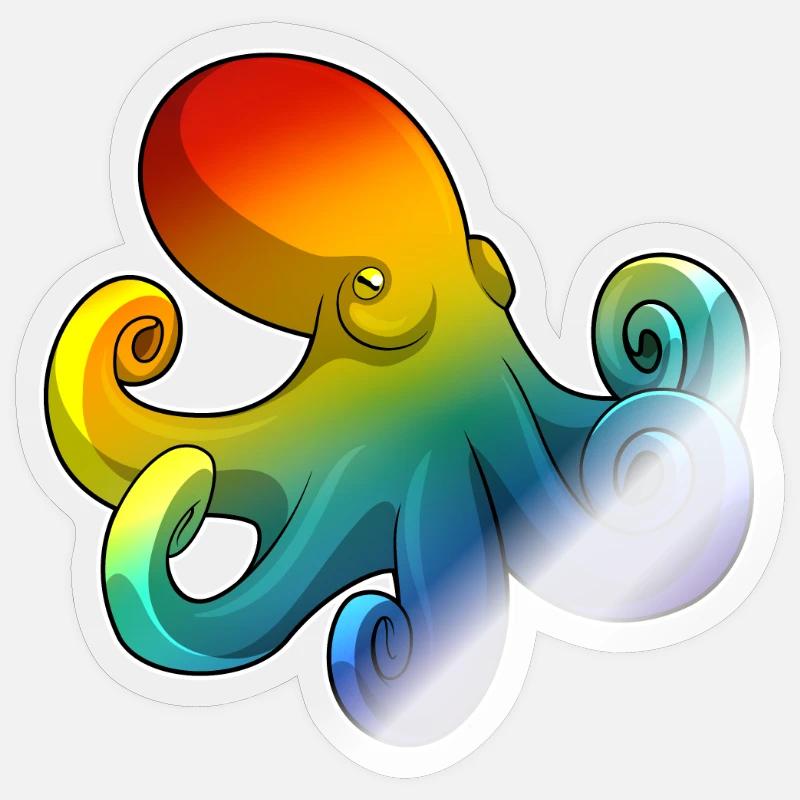 Octopus Rainbow - Sticker size S (10 x 10 cm) - transparent glossy