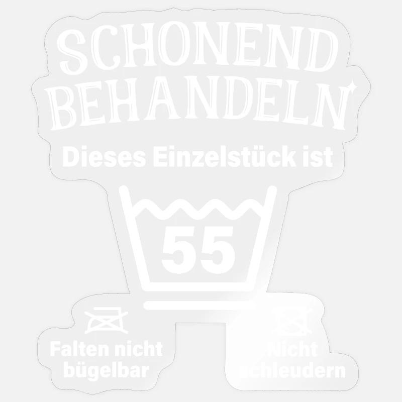 Schonend Behandeln 55. Geburtstag Einzelstück 55 - Sticker Größe S (10 x 10 cm) - Transparent glänzend