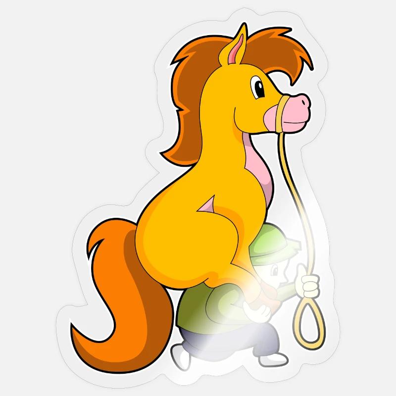Pferd mit Junge - Sticker Größe S (10 x 10 cm) - Transparent glänzend