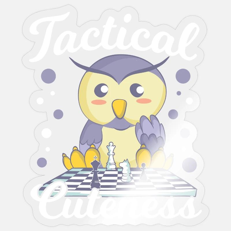 Échecs mignons - Sticker taille S (10 x 10 cm) - brillant transparent