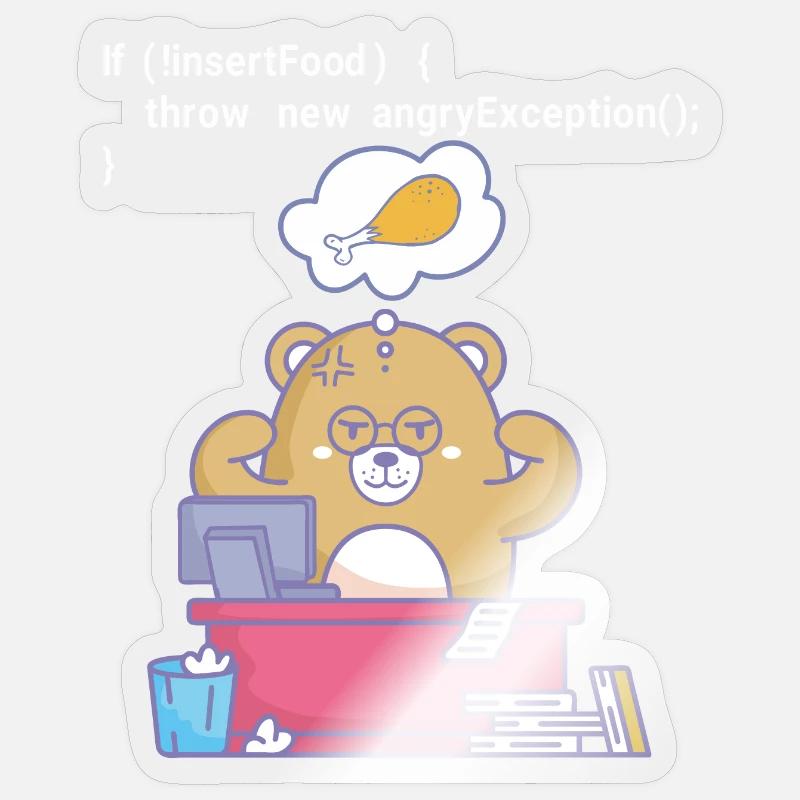 Hungrig programmieren - Sticker Größe S (10 x 10 cm) - Transparent glänzend