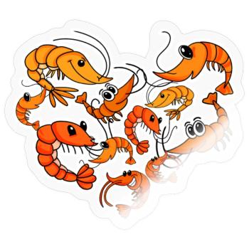 Garnelen Herz Garnele - Sticker Größe S (10 x 10 cm) - Transparent glänzend - Vorne
