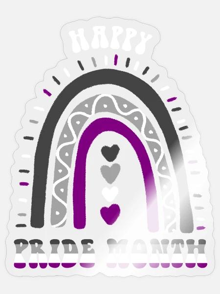 Happy Pride Month Asexual Boho Regenbogen - Sticker Größe S (10 x 10 cm) - Transparent glänzend