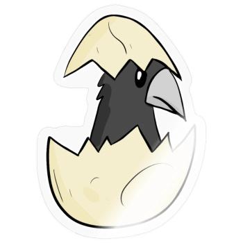 Krähe Baby Ei - Sticker Größe S (10 x 10 cm) - Transparent glänzend - Vorne