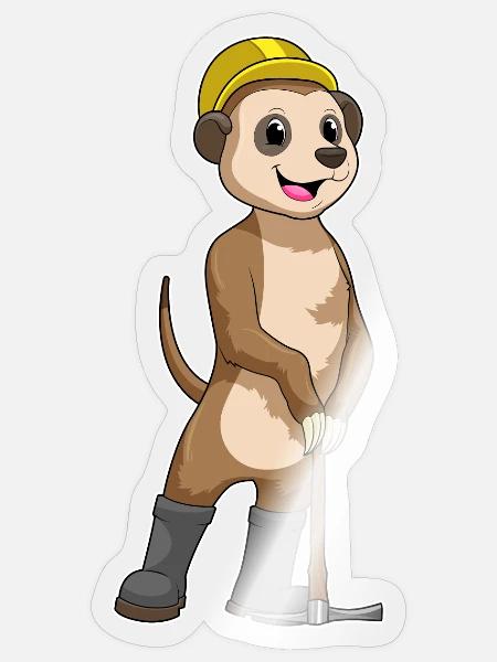 Erdmännchen Bergarbeiter Spitzhacke Bergbau - Sticker Größe S (10 x 10 cm) - Transparent glänzend