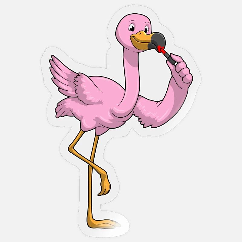 Flamingo mit Lippenstift - Sticker Größe S (10 x 10 cm) - Transparent glänzend