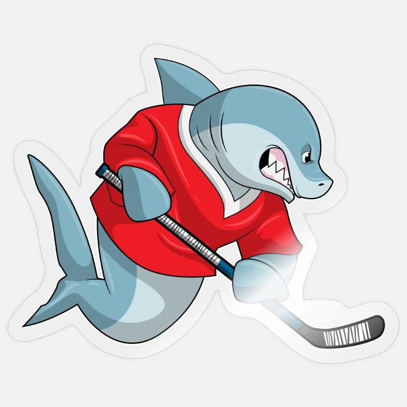 Hai Eishockey Eishockeyschläger - Sticker size S (10 x 10 cm) - transparent glossy