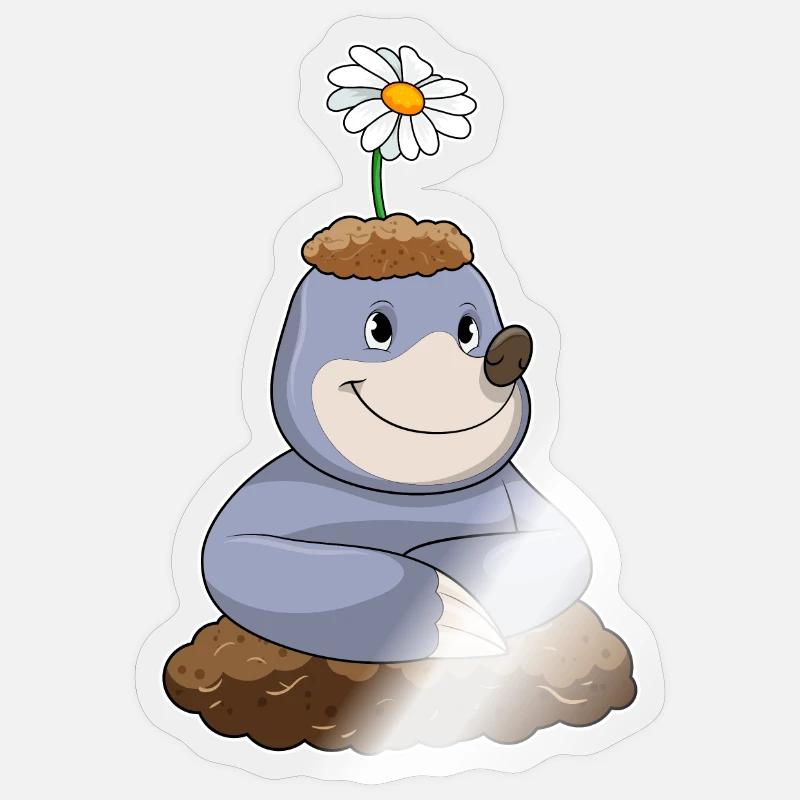 Maulwurf Gänseblümchen - Sticker Größe S (10 x 10 cm) - Transparent glänzend