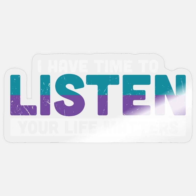 J’ai le temps d’écouter - Sticker taille S (10 x 10 cm) - brillant transparent