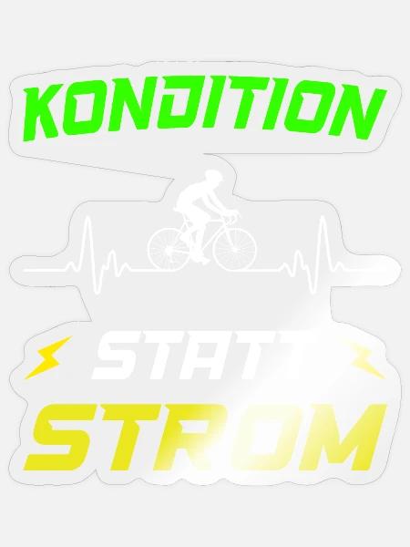 Kondition statt Strom Vintage Radfahrer - Sticker Größe S (10 x 10 cm) - Transparent glänzend