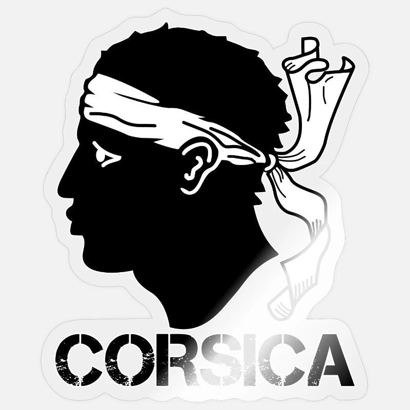 Corsica Drapeau Tête de Maure - Sticker taille S (10 x 10 cm) - brillant transparent