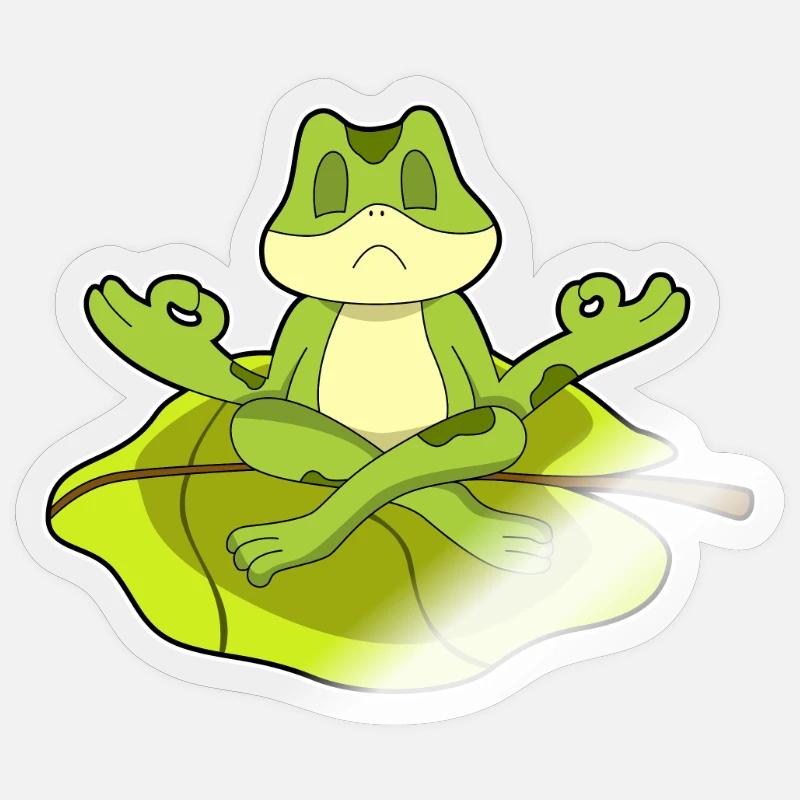 Grenouille méditant - Sticker taille S (10 x 10 cm) - brillant transparent