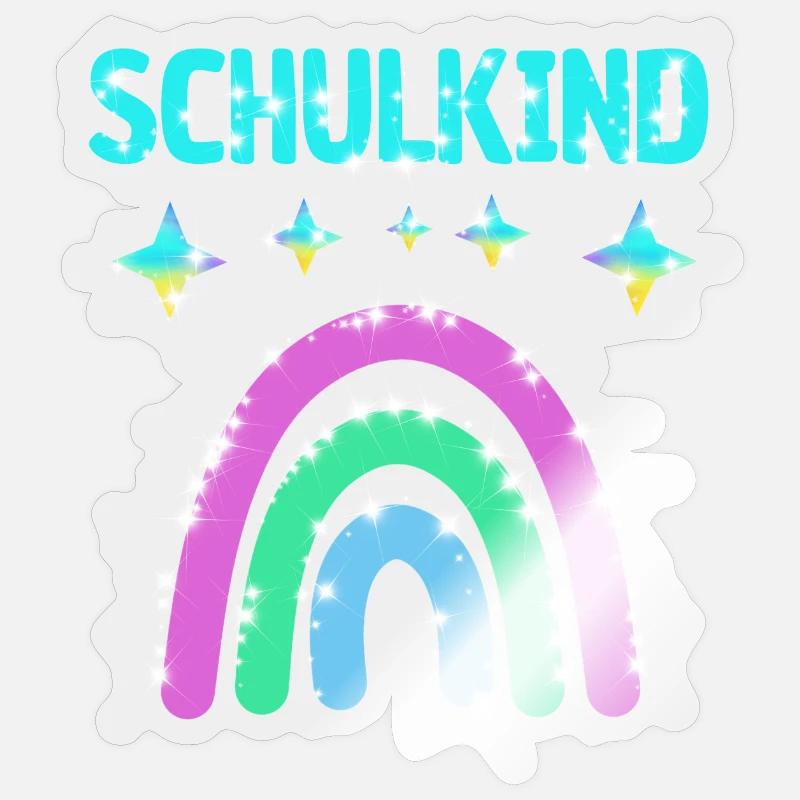 Schulkind Glitzer Regenbogen Einschulung - Sticker Größe S (10 x 10 cm) - Transparent glänzend