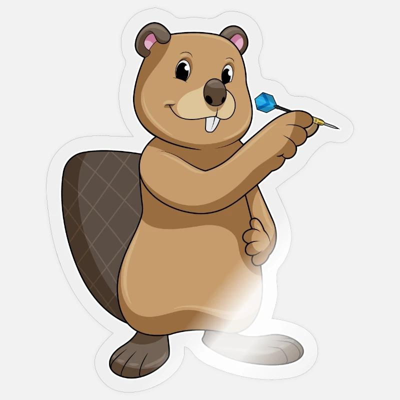 Fléchette de castor - Sticker taille S (10 x 10 cm) - brillant transparent