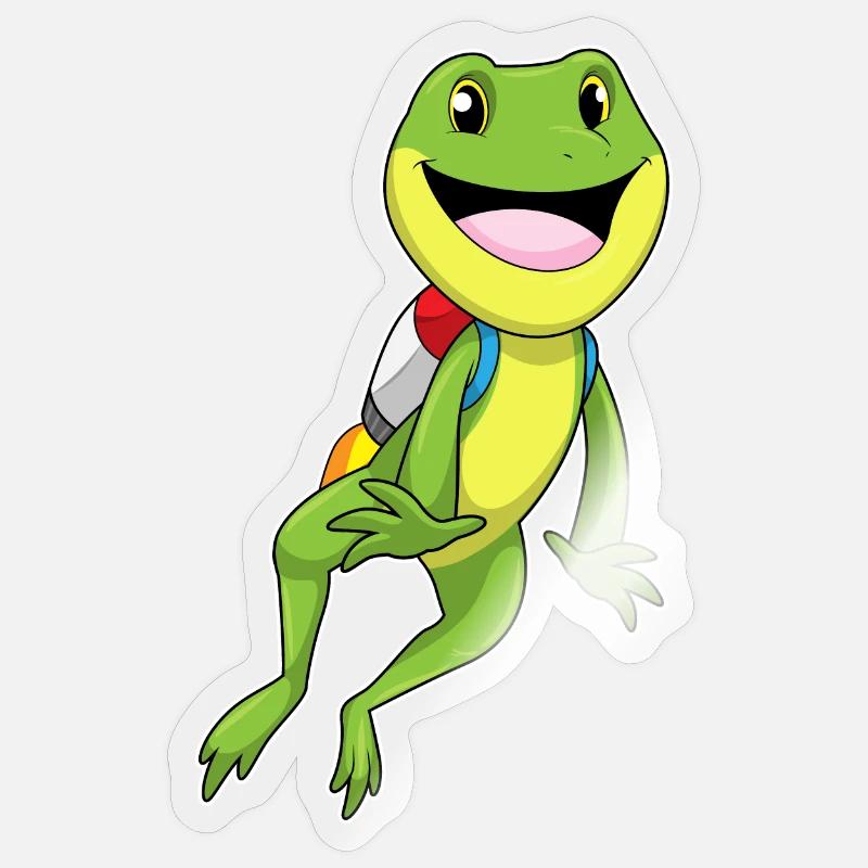 Frosch Jetpack - Sticker Größe S (10 x 10 cm) - Transparent glänzend