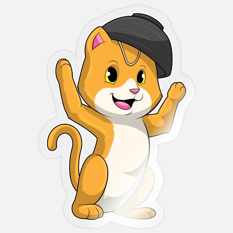 Chat avec bol ramen - Sticker taille S (10 x 10 cm) - brillant transparent