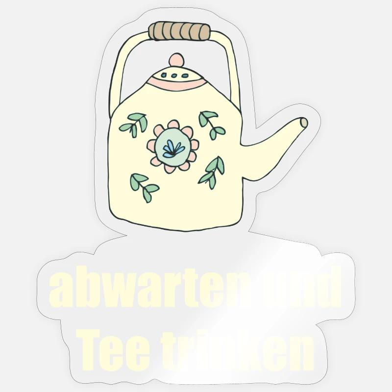 drinking tea 2 - Sticker size S (10 x 10 cm) - transparent glossy