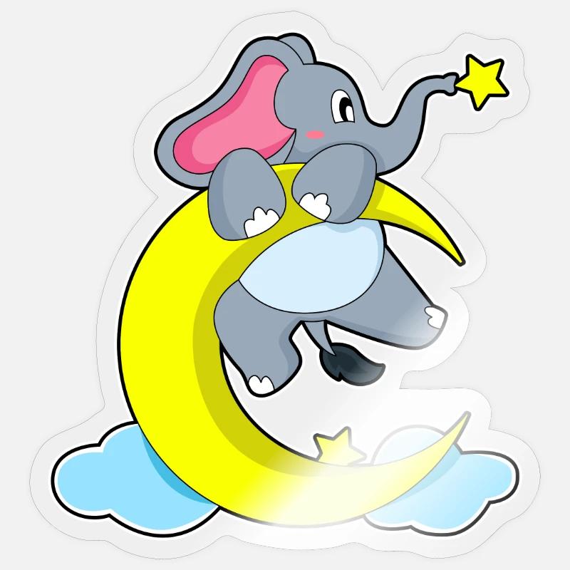 Elephant Moon - Sticker size S (10 x 10 cm) - transparent glossy