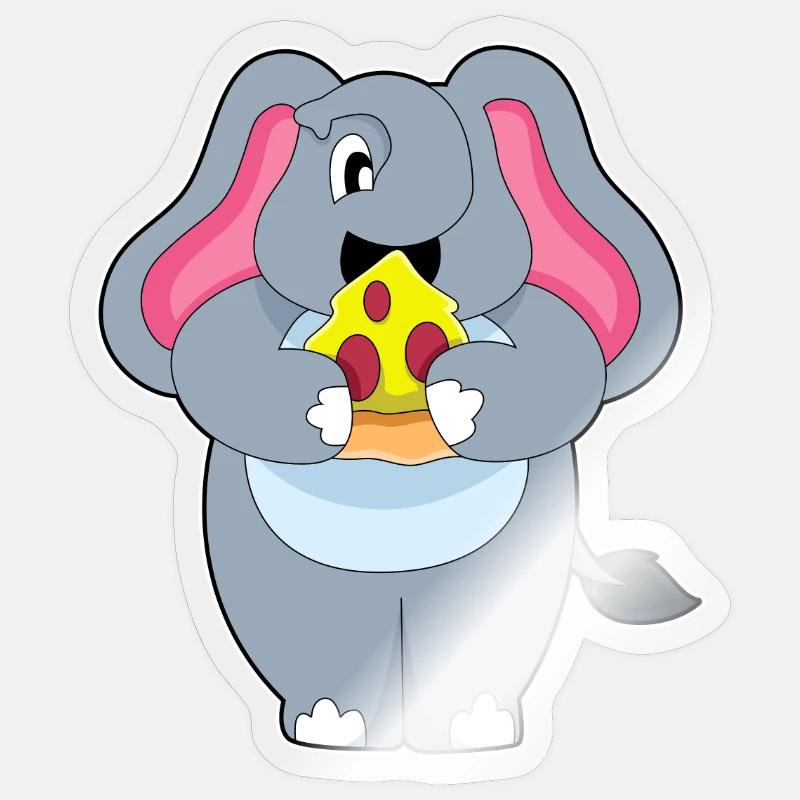 Pizza éléphant - Sticker taille S (10 x 10 cm) - brillant transparent