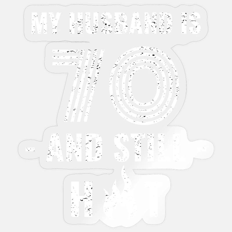 Mari de 70 ans - Sticker taille S (10 x 10 cm) - brillant transparent