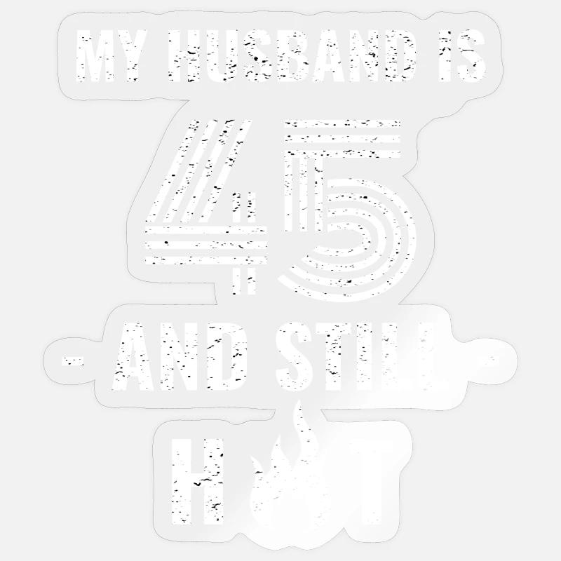 Mari de 45 ans - Sticker taille S (10 x 10 cm) - brillant transparent