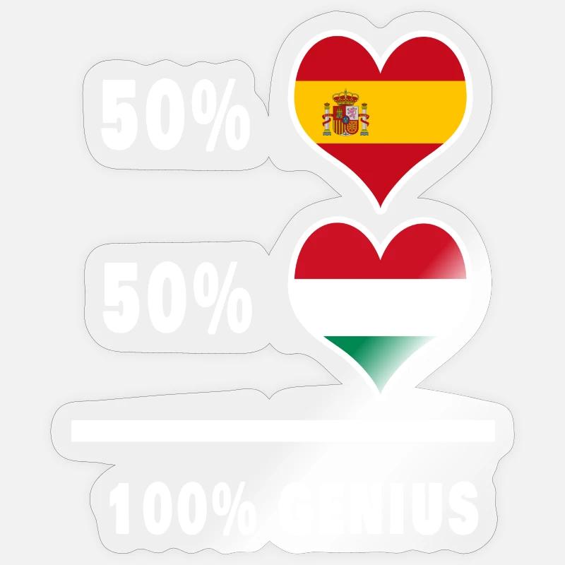 Hungary and Spain genius gift - Sticker size S (10 x 10 cm) - transparent glossy