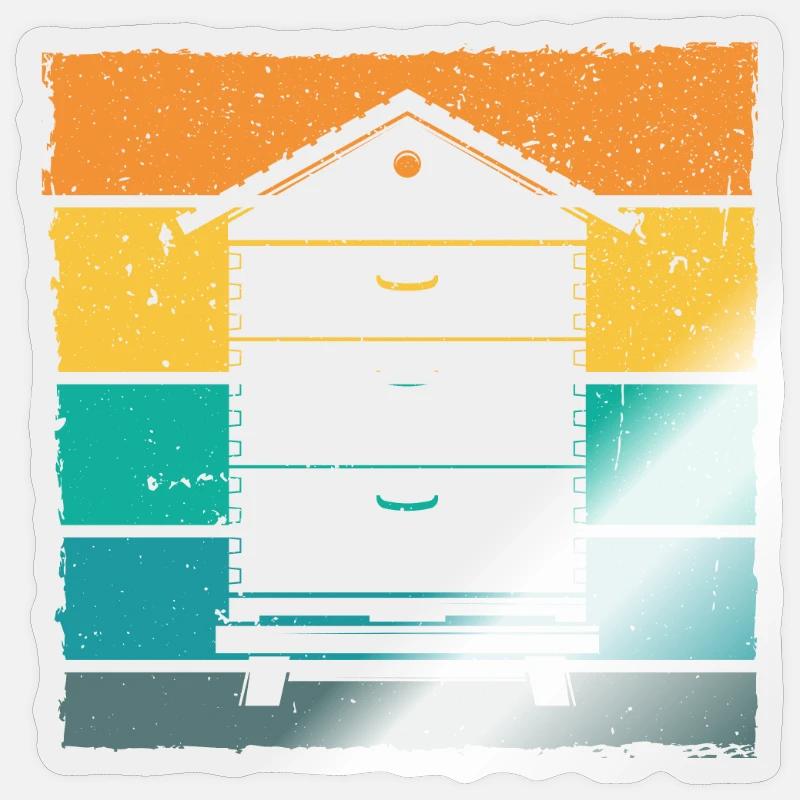 Beekeeper Beehive Retro Sticker size S (10 x 10 cm)