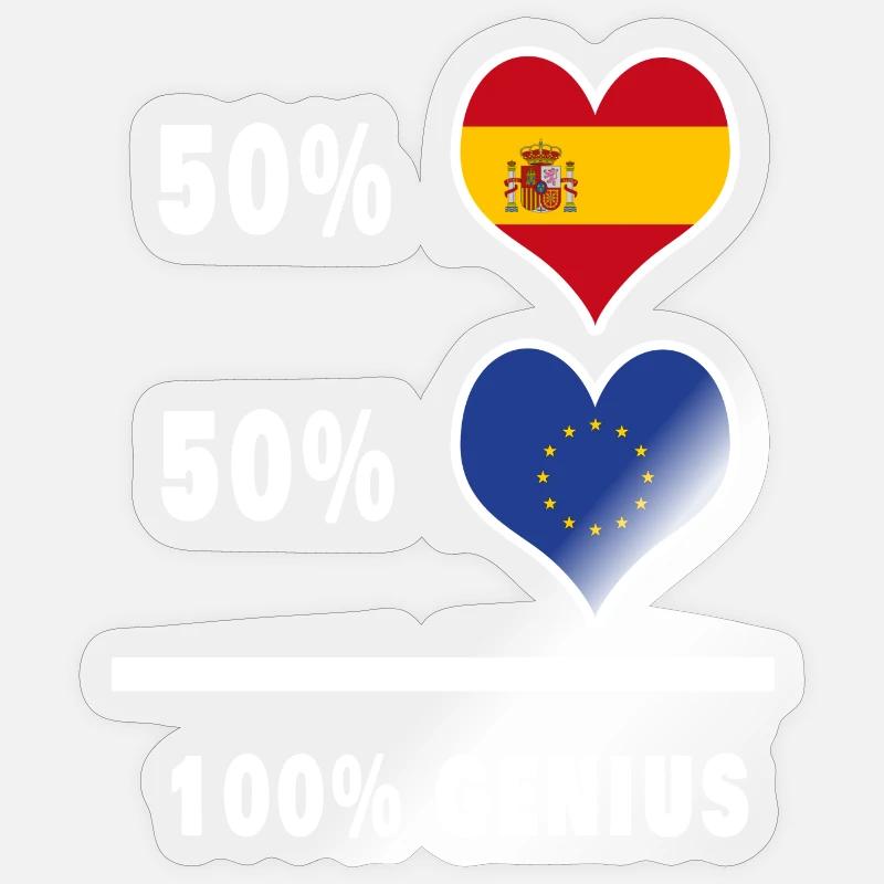 Europe and Spain genius / gift - Sticker size S (10 x 10 cm) - transparent glossy