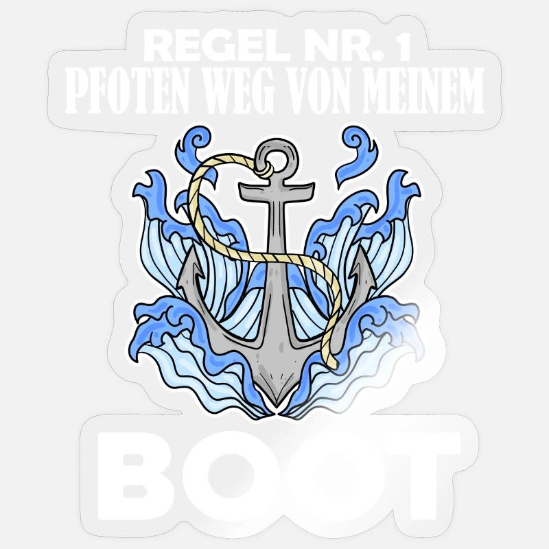 Motorboot Kapitän Boot - Regel - Sticker Größe S (10 x 10 cm) - Transparent glänzend