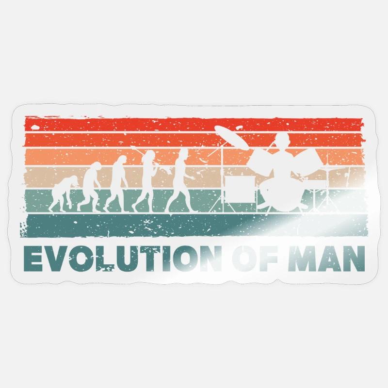 Retro Schlagzeuger Evolution Drummer Sticker Größe S (10 x 10 cm)